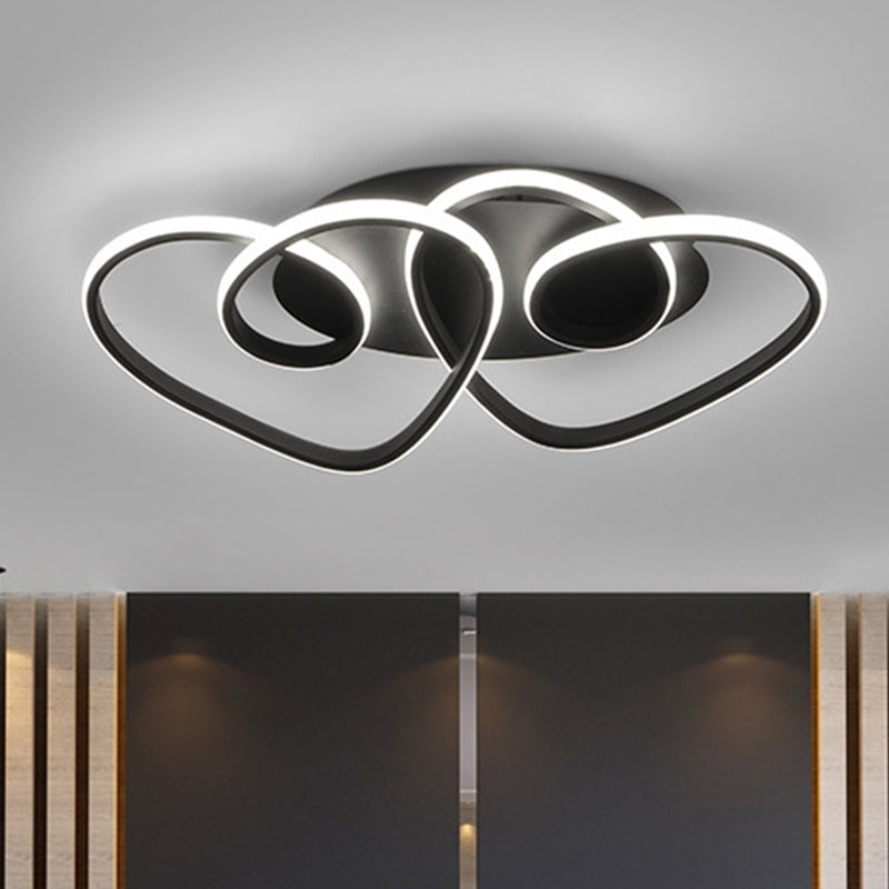 Black Loving Heart Flush Ceiling Light Romantic Modern Metal LED Flush Mount in Warm/White Light Clearhalo 'Ceiling Lights' 'Close To Ceiling Lights' 'Close to ceiling' 'Flush mount' Lighting' 1804415