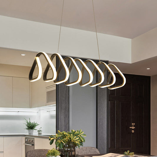 Triangle/Square Dining Room Island Light Metal LED Minimalism Ceiling Hang Fixture in Black Black Triangle Clearhalo 'Ceiling Lights' 'Island Lights' Lighting' 1804458