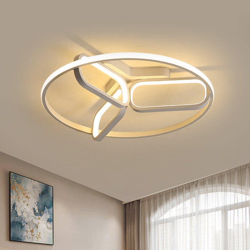 Modernist LED Ceiling Lamp Black/White/Gold Oval and Circle Flush Mount Lighting with Metallic Shade in Warm/White Light Clearhalo 'Ceiling Lights' 'Close To Ceiling Lights' 'Close to ceiling' 'Flush mount' Lighting' 1804492