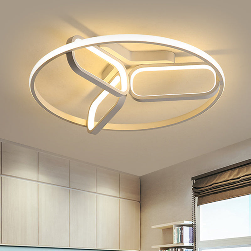 Modernist LED Ceiling Lamp Black/White/Gold Oval and Circle Flush Mount Lighting with Metallic Shade in Warm/White Light Clearhalo 'Ceiling Lights' 'Close To Ceiling Lights' 'Close to ceiling' 'Flush mount' Lighting' 1804493