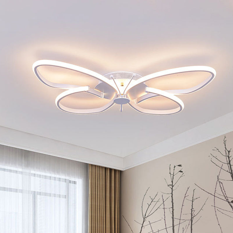 Butterfly Girls Bedroom Flush Mount Aluminum Modern LED Close to Ceiling Light in Warm/White/Natural Light White Clearhalo 'Ceiling Lights' 'Close To Ceiling Lights' 'Close to ceiling' 'Flush mount' Lighting' 1804495