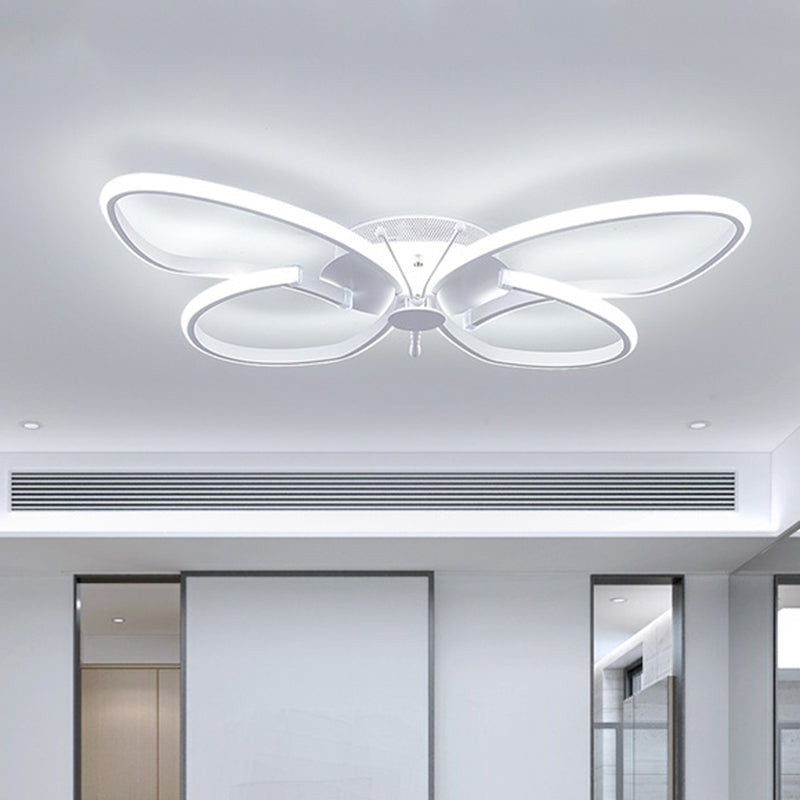 Butterfly Girls Bedroom Flush Mount Aluminum Modern LED Close to Ceiling Light in Warm/White/Natural Light Clearhalo 'Ceiling Lights' 'Close To Ceiling Lights' 'Close to ceiling' 'Flush mount' Lighting' 1804496