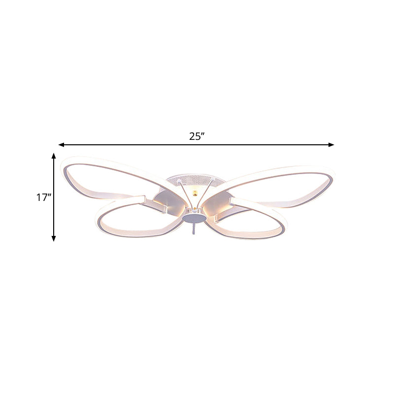 Butterfly Girls Bedroom Flush Mount Aluminum Modern LED Close to Ceiling Light in Warm/White/Natural Light Clearhalo 'Ceiling Lights' 'Close To Ceiling Lights' 'Close to ceiling' 'Flush mount' Lighting' 1804498