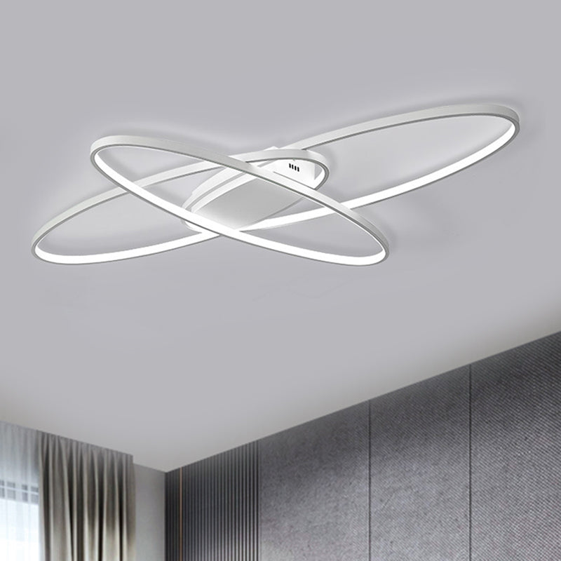 Elliptical Flush Mount Lighting Minimalist Metal Black/White LED Ceiling Lamp in Warm/White Light Clearhalo 'Ceiling Lights' 'Close To Ceiling Lights' 'Close to ceiling' 'Flush mount' Lighting' 1804505