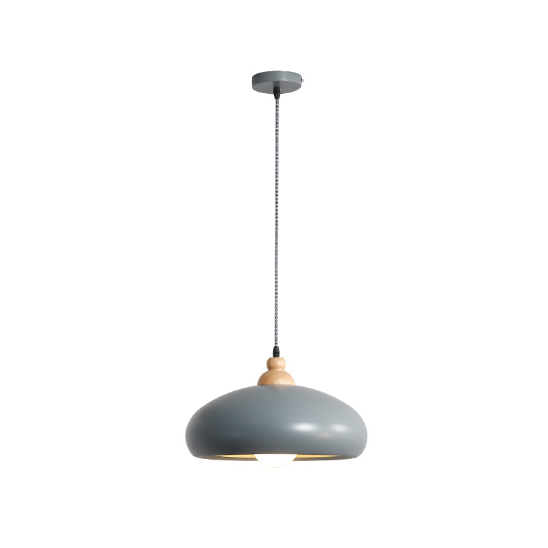 1 Head Dining Room Pendulum Light Macaron Grey/Pink/Green Suspension Lighting with Bowl Metal Shade Clearhalo 'Ceiling Lights' 'Modern Pendants' 'Modern' 'Pendant Lights' 'Pendants' Lighting' 1804515