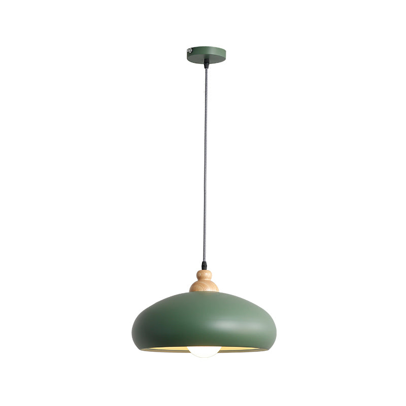 1 Head Dining Room Pendulum Light Macaron Grey/Pink/Green Suspension Lighting with Bowl Metal Shade Clearhalo 'Ceiling Lights' 'Modern Pendants' 'Modern' 'Pendant Lights' 'Pendants' Lighting' 1804520