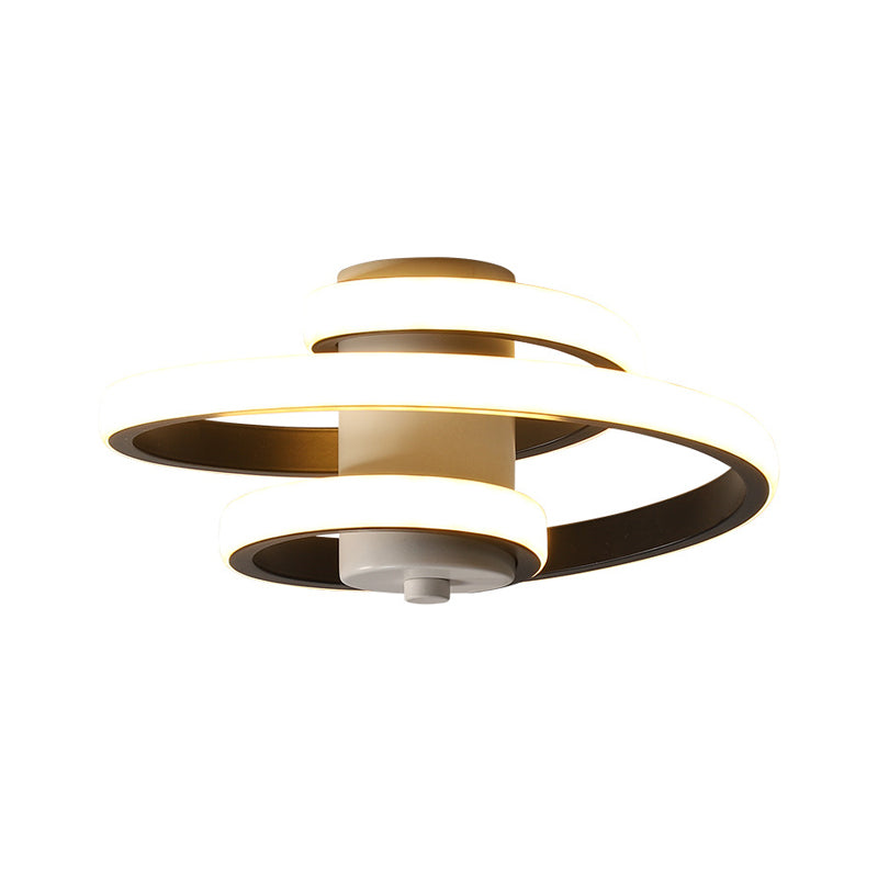 Spiral Metallic Ceiling Flush Simple Style Black/White LED Flush Mount Lamp in Warm/White Light for Corridor Clearhalo 'Ceiling Lights' 'Close To Ceiling Lights' 'Close to ceiling' 'Flush mount' Lighting' 1804541