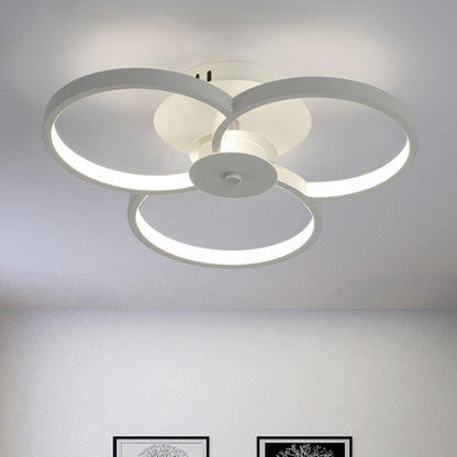 18"/21.5" W Flower Metal Semi Flush Light Simple Black/White LED Close to Ceiling Lamp in Warm/White/Natural Light White 18" Clearhalo 'Ceiling Lights' 'Close To Ceiling Lights' 'Close to ceiling' 'Semi-flushmount' Lighting' 1804551