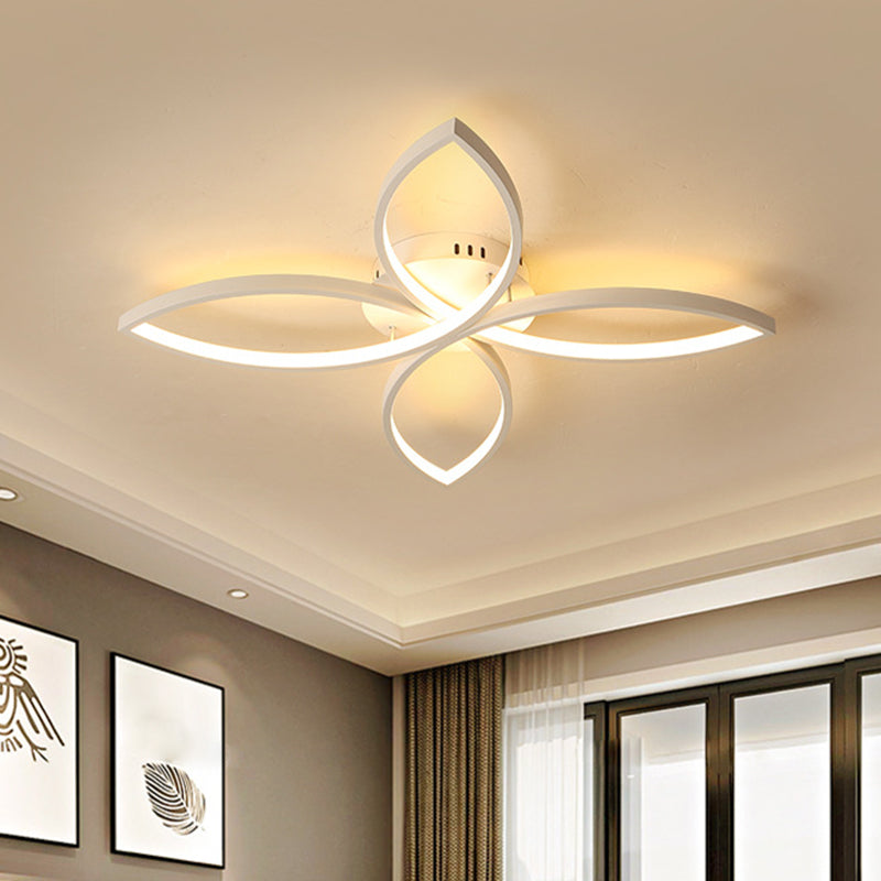 Modern Petal Semi Flush Light Metal 23"/29"/35.5" Wide LED Bedroom Close to Ceiling Lamp in Warm/White Light Clearhalo 'Ceiling Lights' 'Close To Ceiling Lights' 'Close to ceiling' 'Semi-flushmount' Lighting' 1804602