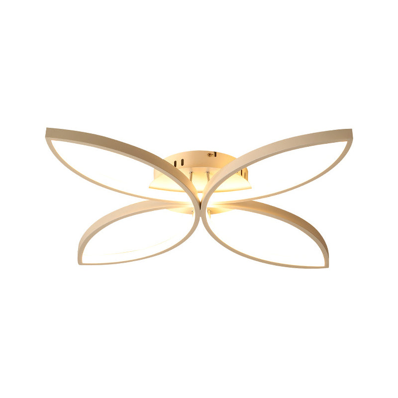 Modern Petal Semi Flush Light Metal 23"/29"/35.5" Wide LED Bedroom Close to Ceiling Lamp in Warm/White Light Clearhalo 'Ceiling Lights' 'Close To Ceiling Lights' 'Close to ceiling' 'Semi-flushmount' Lighting' 1804603