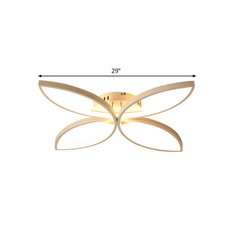 Modern Petal Semi Flush Light Metal 23"/29"/35.5" Wide LED Bedroom Close to Ceiling Lamp in Warm/White Light Clearhalo 'Ceiling Lights' 'Close To Ceiling Lights' 'Close to ceiling' 'Semi-flushmount' Lighting' 1804605