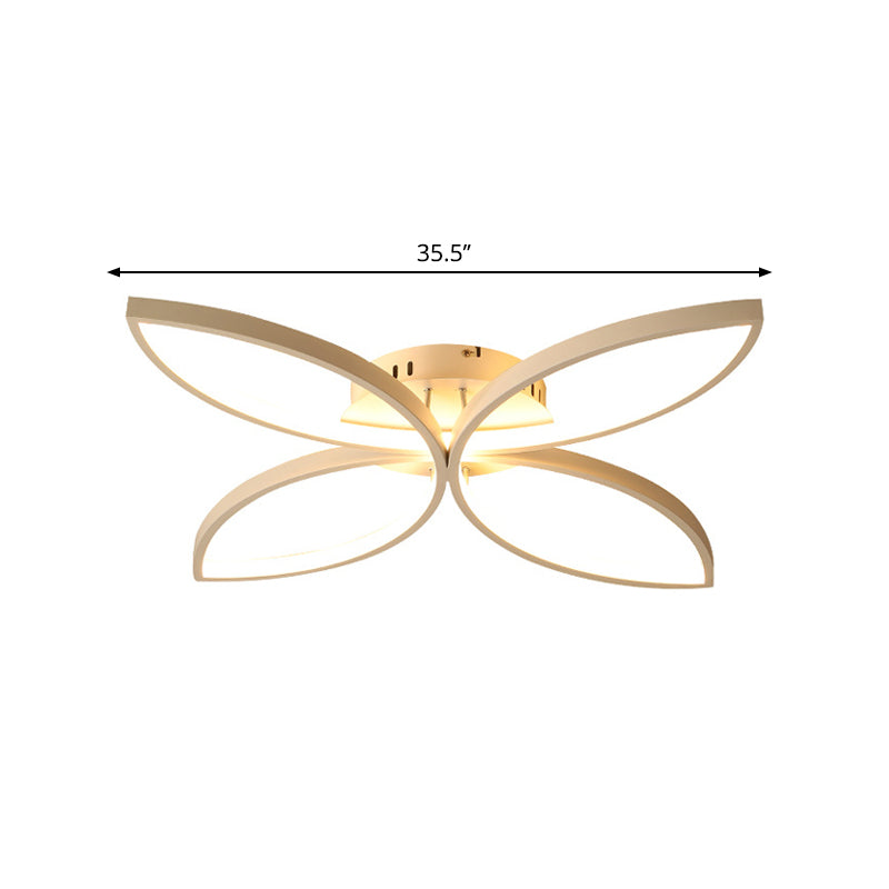 Modern Petal Semi Flush Light Metal 23"/29"/35.5" Wide LED Bedroom Close to Ceiling Lamp in Warm/White Light Clearhalo 'Ceiling Lights' 'Close To Ceiling Lights' 'Close to ceiling' 'Semi-flushmount' Lighting' 1804606