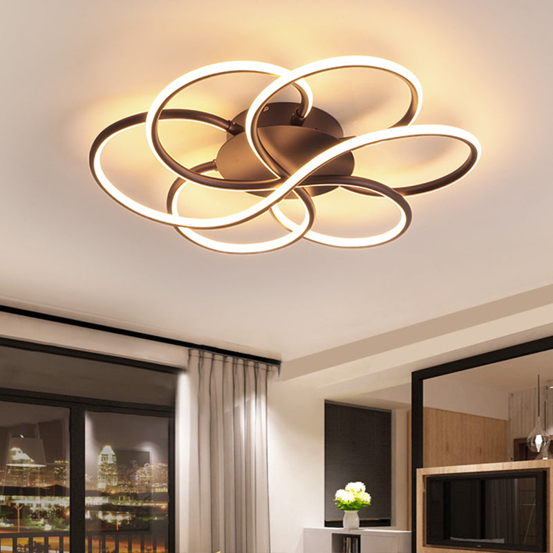 Aluminum Blossom Ceiling Flush Light Modern Brown LED Flushmount Lighting for Hotel Brown Clearhalo 'Ceiling Lights' 'Close To Ceiling Lights' 'Close to ceiling' 'Flush mount' Lighting' 1804607