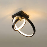 Dual Rings Balcony Ceiling Mount Lamp Metal Minimalism LED Flush Light in Warm/White Light, Black/White Clearhalo 'Ceiling Lights' 'Close To Ceiling Lights' 'Close to ceiling' 'Flush mount' Lighting' 1804618