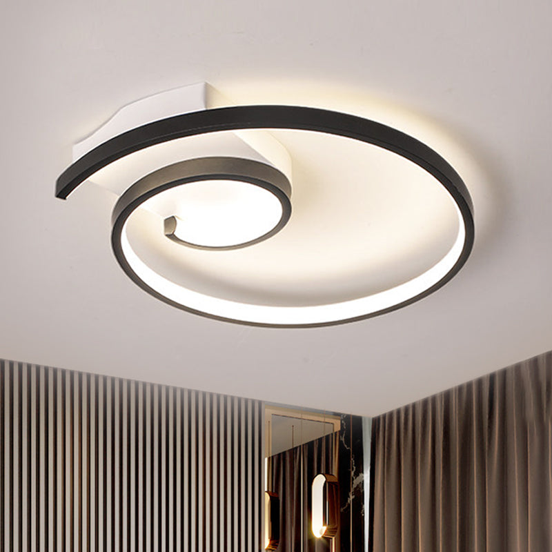 Black/White Swirl Flushmount Lighting Minimalist LED Metal Ceiling Mounted Fixture in Warm/White Light Clearhalo 'Ceiling Lights' 'Close To Ceiling Lights' 'Close to ceiling' 'Flush mount' Lighting' 1804670