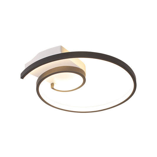 Black/White Swirl Flushmount Lighting Minimalist LED Metal Ceiling Mounted Fixture in Warm/White Light Clearhalo 'Ceiling Lights' 'Close To Ceiling Lights' 'Close to ceiling' 'Flush mount' Lighting' 1804671