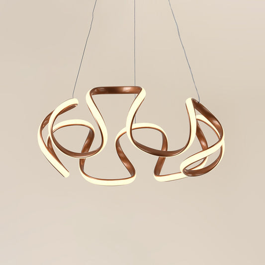 Curvy Circle Pendant Lighting Modernist Metallic LED Brown Chandelier Pendant Light Clearhalo 'Ceiling Lights' 'Chandeliers' 'Modern Chandeliers' 'Modern' Lighting' 1804684