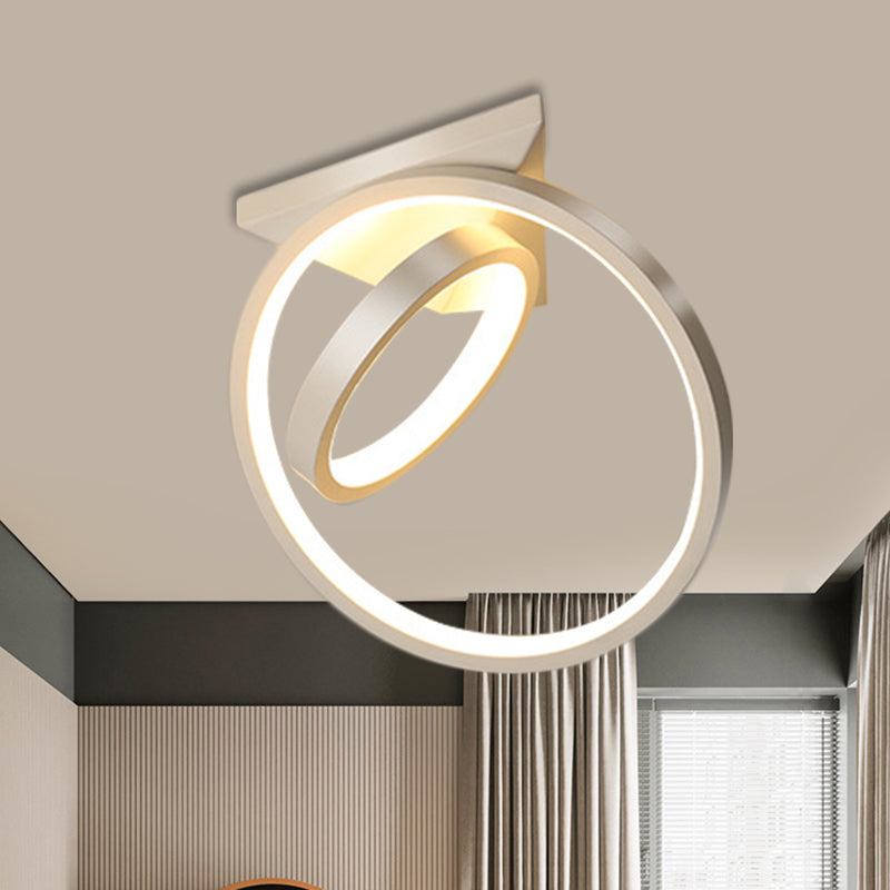 Circles Flush Lamp Fixture Simplicity Metallic Black/White LED Ceiling Flush Mount in Warm/White Light Clearhalo 'Ceiling Lights' 'Close To Ceiling Lights' 'Close to ceiling' 'Flush mount' Lighting' 1804706