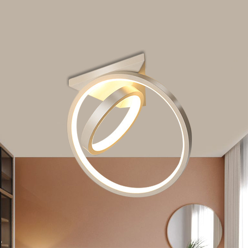 Circles Flush Lamp Fixture Simplicity Metallic Black/White LED Ceiling Flush Mount in Warm/White Light Clearhalo 'Ceiling Lights' 'Close To Ceiling Lights' 'Close to ceiling' 'Flush mount' Lighting' 1804707