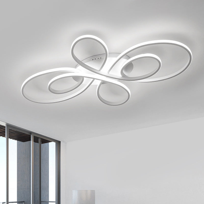 Modern Ribbons Ceiling Flush Mount Aluminum 23.5"/31.5" Wide LED Bedroom Flush Light in Warm/White Light, White/Dark Coffee Clearhalo 'Ceiling Lights' 'Close To Ceiling Lights' 'Close to ceiling' 'Flush mount' Lighting' 1804714