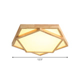 12.5"/16.5"/20.5" W Pentagon Flush Mount Minimalism Wood Living Room LED Ceiling Fixture in Beige, Warm/White Light Clearhalo 'Ceiling Lights' 'Close To Ceiling Lights' 'Close to ceiling' 'Flush mount' Lighting' 1804739