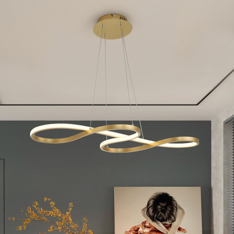 Metallic Twining Chandelier Lamp Simplicity Black/White/Gold LED Pendant Lighting Fixture in Warm/White Light Gold Clearhalo 'Ceiling Lights' 'Chandeliers' 'Modern Chandeliers' 'Modern' Lighting' 1804747