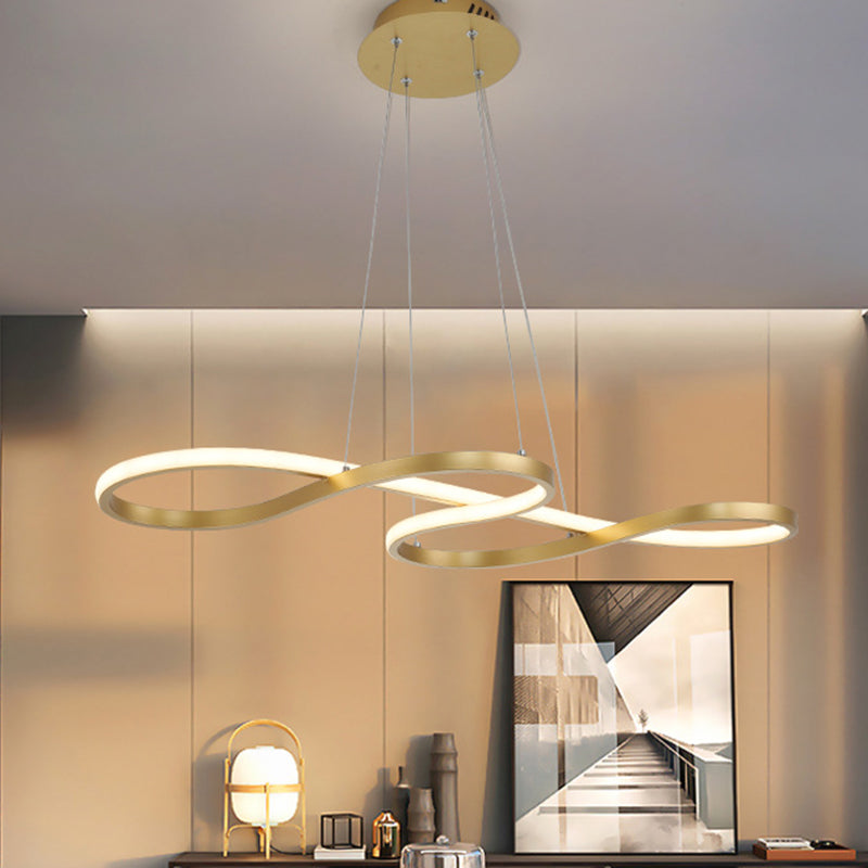 Metallic Twining Chandelier Lamp Simplicity Black/White/Gold LED Pendant Lighting Fixture in Warm/White Light Clearhalo 'Ceiling Lights' 'Chandeliers' 'Modern Chandeliers' 'Modern' Lighting' 1804748