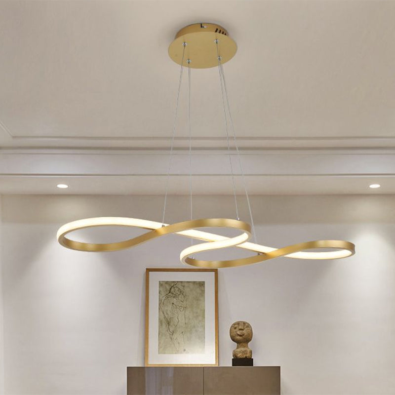 Metallic Twining Chandelier Lamp Simplicity Black/White/Gold LED Pendant Lighting Fixture in Warm/White Light Clearhalo 'Ceiling Lights' 'Chandeliers' 'Modern Chandeliers' 'Modern' Lighting' 1804749