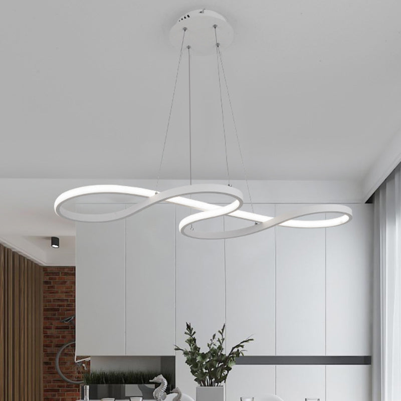 Metallic Twining Chandelier Lamp Simplicity Black/White/Gold LED Pendant Lighting Fixture in Warm/White Light White Clearhalo 'Ceiling Lights' 'Chandeliers' 'Modern Chandeliers' 'Modern' Lighting' 1804752