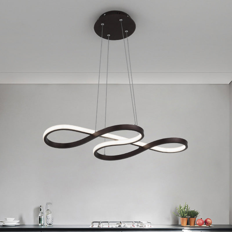 Metallic Twining Chandelier Lamp Simplicity Black/White/Gold LED Pendant Lighting Fixture in Warm/White Light Black Clearhalo 'Ceiling Lights' 'Chandeliers' 'Modern Chandeliers' 'Modern' Lighting' 1804757