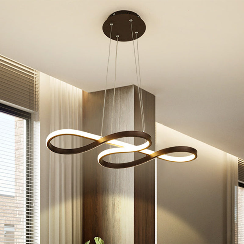 Metallic Twining Chandelier Lamp Simplicity Black/White/Gold LED Pendant Lighting Fixture in Warm/White Light Clearhalo 'Ceiling Lights' 'Chandeliers' 'Modern Chandeliers' 'Modern' Lighting' 1804759