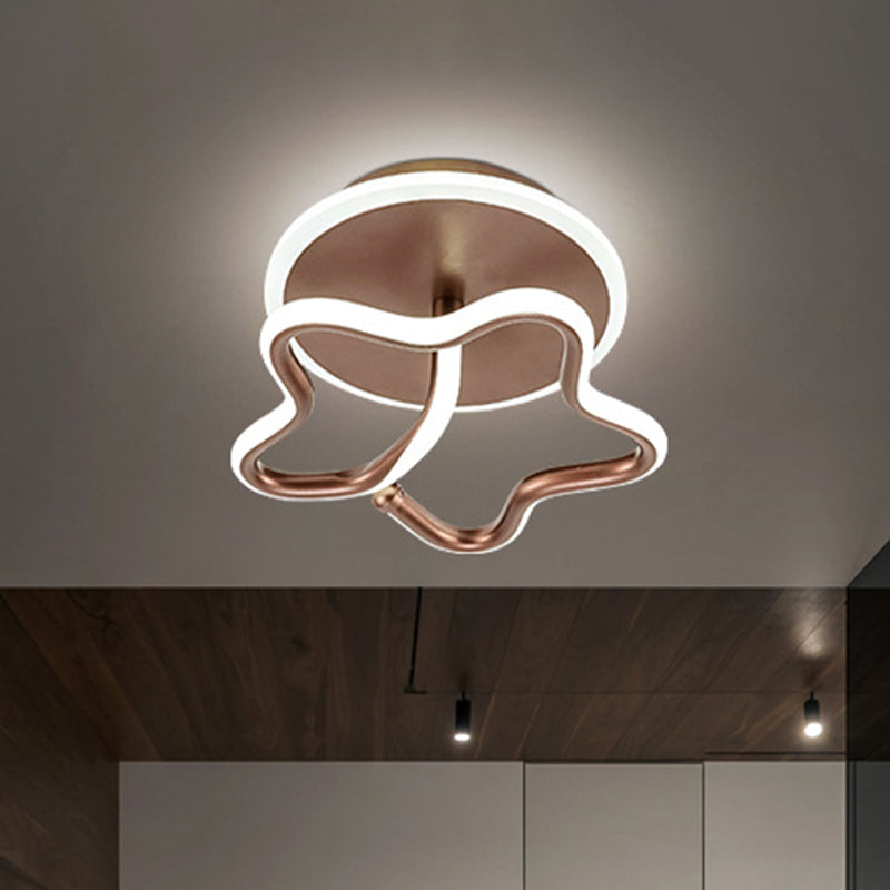 Star Acrylic Ceiling Lighting Minimalism White/Gold/Coffee LED Semi Flush Mount Lamp in Warm/White Light for Hallway Coffee Clearhalo 'Ceiling Lights' 'Close To Ceiling Lights' 'Close to ceiling' 'Semi-flushmount' Lighting' 1804783