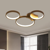 Bubble Rings Metal Flush Mount Light Modern 3/4/5-Head Black Surface Mounted LED Ceiling Light 3 Black Clearhalo 'Ceiling Lights' 'Close To Ceiling Lights' 'Close to ceiling' 'Flush mount' Lighting' 1804800