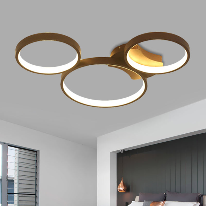 Bubble Rings Metal Flush Mount Light Modern 3/4/5-Head Black Surface Mounted LED Ceiling Light Clearhalo 'Ceiling Lights' 'Close To Ceiling Lights' 'Close to ceiling' 'Flush mount' Lighting' 1804801