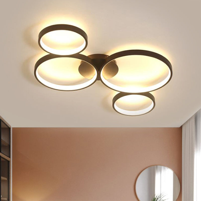 Bubble Rings Metal Flush Mount Light Modern 3/4/5-Head Black Surface Mounted LED Ceiling Light Clearhalo 'Ceiling Lights' 'Close To Ceiling Lights' 'Close to ceiling' 'Flush mount' Lighting' 1804806