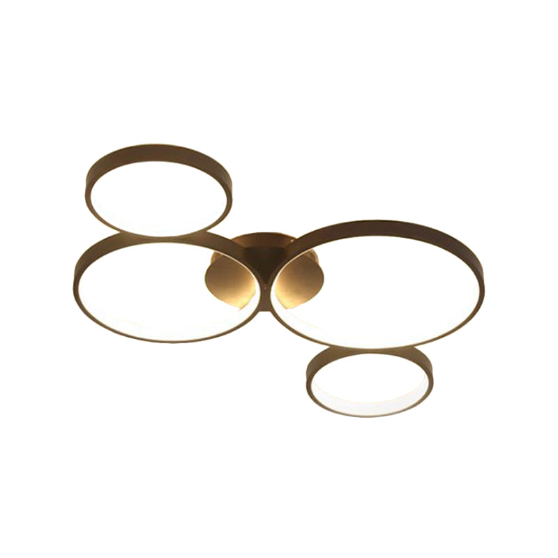 Bubble Rings Metal Flush Mount Light Modern 3/4/5-Head Black Surface Mounted LED Ceiling Light Clearhalo 'Ceiling Lights' 'Close To Ceiling Lights' 'Close to ceiling' 'Flush mount' Lighting' 1804807