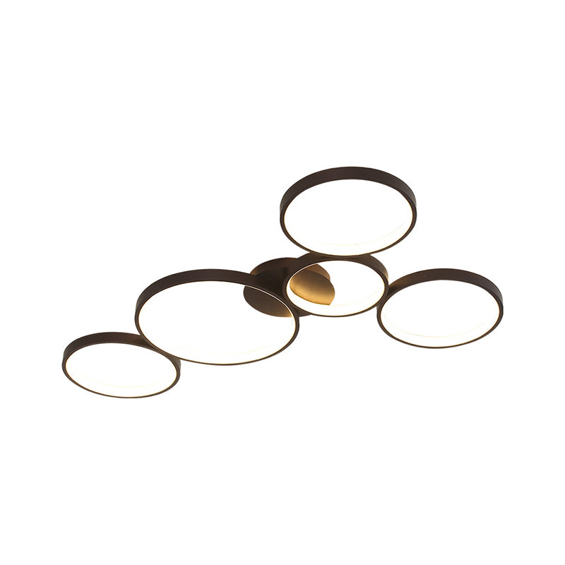 Bubble Rings Metal Flush Mount Light Modern 3/4/5-Head Black Surface Mounted LED Ceiling Light Clearhalo 'Ceiling Lights' 'Close To Ceiling Lights' 'Close to ceiling' 'Flush mount' Lighting' 1804812