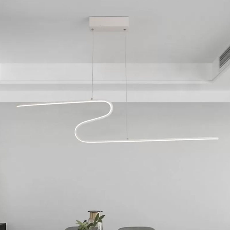Minimal Z-Shaped Linear Island Light Metallic Dining Room LED Hanging Pendant in Warm/White Light, Black/White Clearhalo 'Ceiling Lights' 'Island Lights' Lighting' 1804824