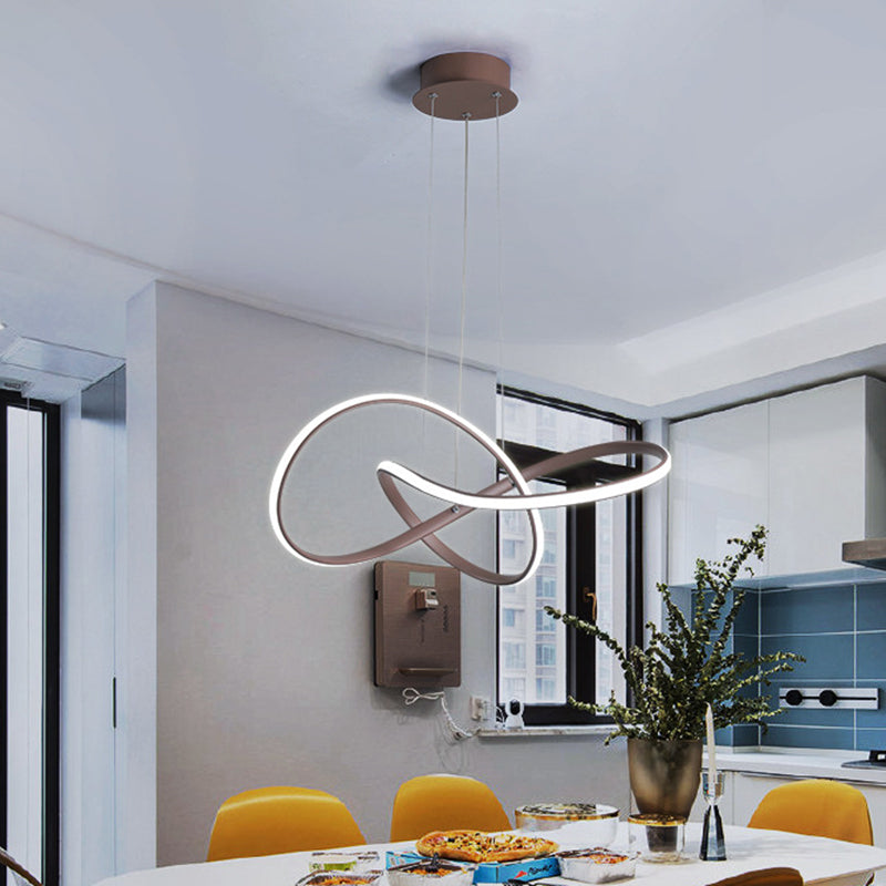 Twine Metallic Ceiling Chandelier Contemporary 21"/25" Wide LED Brown Pendant Lamp in Warm/White Light Brown Clearhalo 'Ceiling Lights' 'Chandeliers' 'Modern Chandeliers' 'Modern' Lighting' 1804865