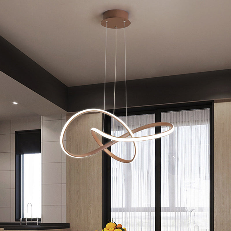 Twine Metallic Ceiling Chandelier Contemporary 21"/25" Wide LED Brown Pendant Lamp in Warm/White Light Clearhalo 'Ceiling Lights' 'Chandeliers' 'Modern Chandeliers' 'Modern' Lighting' 1804866