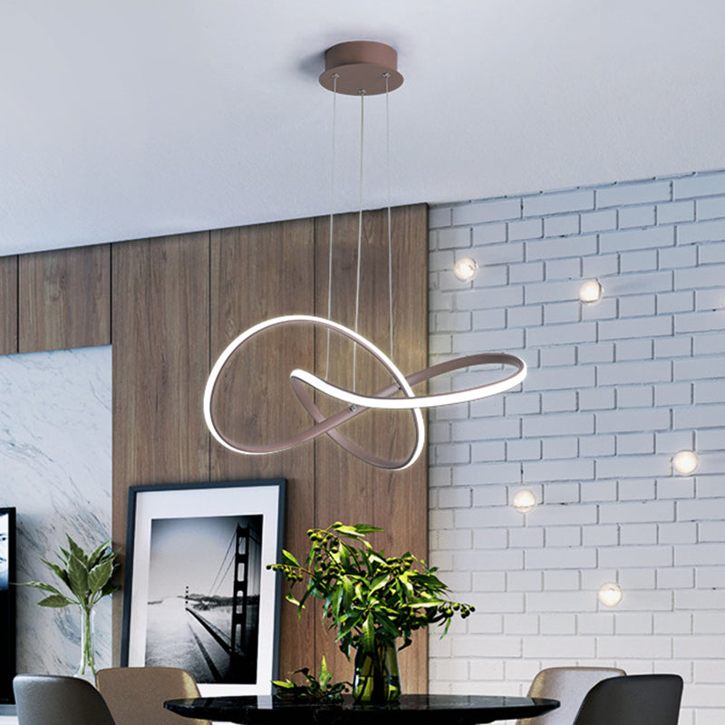 Twine Metallic Ceiling Chandelier Contemporary 21"/25" Wide LED Brown Pendant Lamp in Warm/White Light Clearhalo 'Ceiling Lights' 'Chandeliers' 'Modern Chandeliers' 'Modern' Lighting' 1804867