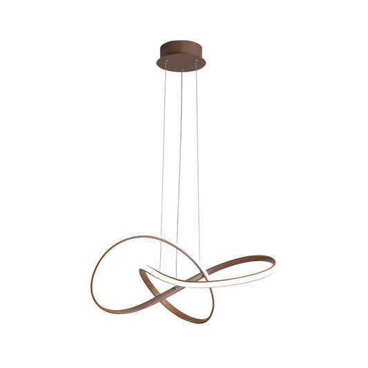 Twine Metallic Ceiling Chandelier Contemporary 21"/25" Wide LED Brown Pendant Lamp in Warm/White Light Clearhalo 'Ceiling Lights' 'Chandeliers' 'Modern Chandeliers' 'Modern' Lighting' 1804868
