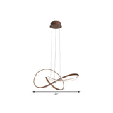 Twine Metallic Ceiling Chandelier Contemporary 21"/25" Wide LED Brown Pendant Lamp in Warm/White Light Clearhalo 'Ceiling Lights' 'Chandeliers' 'Modern Chandeliers' 'Modern' Lighting' 1804869