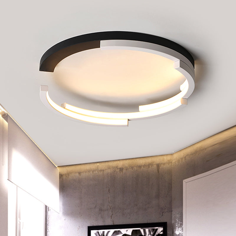 C-Shaped Living Room Flush Ceiling Light Acrylic 16"/19.5" Wide LED Minimalist Flushmount in Black, White/3 Color Light Black Clearhalo 'Ceiling Lights' 'Close To Ceiling Lights' 'Close to ceiling' 'Flush mount' Lighting' 1804895