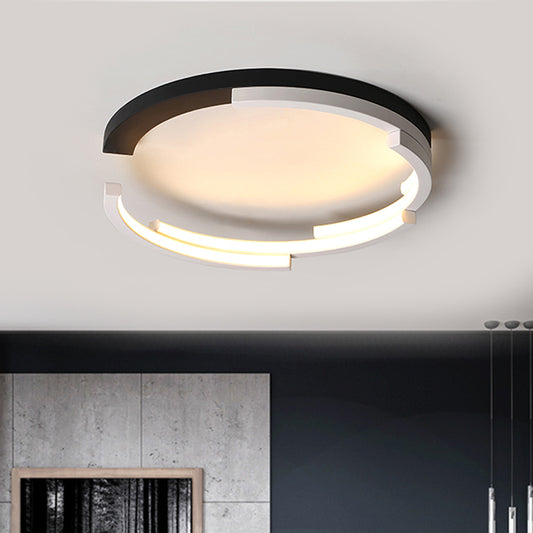 C-Shaped Living Room Flush Ceiling Light Acrylic 16"/19.5" Wide LED Minimalist Flushmount in Black, White/3 Color Light Clearhalo 'Ceiling Lights' 'Close To Ceiling Lights' 'Close to ceiling' 'Flush mount' Lighting' 1804896