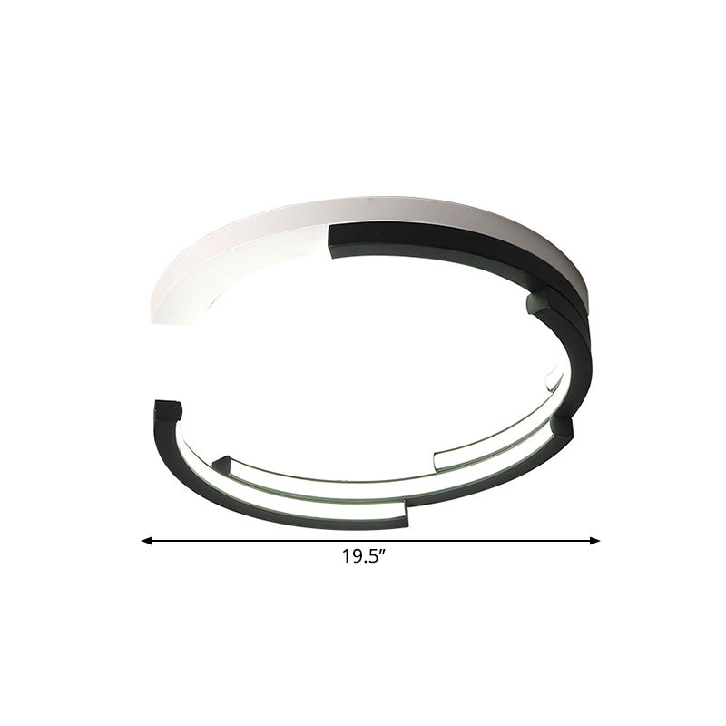 C-Shaped Living Room Flush Ceiling Light Acrylic 16"/19.5" Wide LED Minimalist Flushmount in Black, White/3 Color Light Clearhalo 'Ceiling Lights' 'Close To Ceiling Lights' 'Close to ceiling' 'Flush mount' Lighting' 1804899