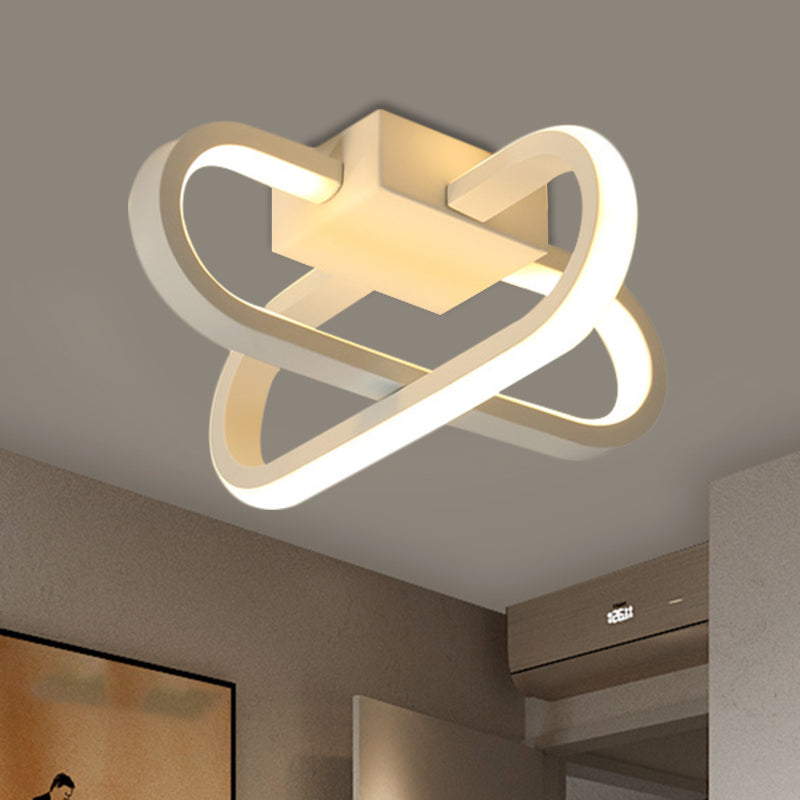 Hotel LED Flush-Mount Light Fixture Modern Black/White Ceiling Lamp with Crossed Oblong Acrylic Shade in Warm/White Light Clearhalo 'Ceiling Lights' 'Close To Ceiling Lights' 'Close to ceiling' 'Flush mount' Lighting' 1804915