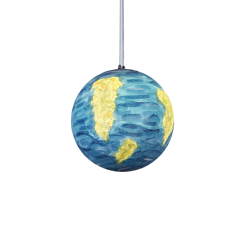 1 Light Dining Room Pendant Lamp Creative Yellow/Orange/Blue Suspended Lighting Fixture with Planet Resin Shade Clearhalo 'Ceiling Lights' 'Pendant Lights' 'Pendants' Lighting' 1804946