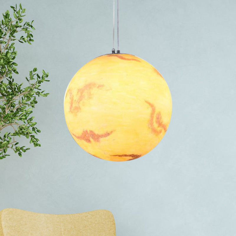 1 Light Dining Room Pendant Lamp Creative Yellow/Orange/Blue Suspended Lighting Fixture with Planet Resin Shade Clearhalo 'Ceiling Lights' 'Pendant Lights' 'Pendants' Lighting' 1804950