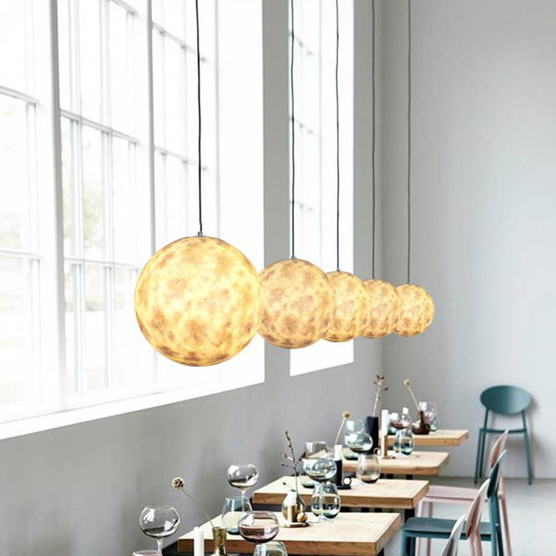 1 Light Dining Room Pendant Lamp Creative Yellow/Orange/Blue Suspended Lighting Fixture with Planet Resin Shade Clearhalo 'Ceiling Lights' 'Pendant Lights' 'Pendants' Lighting' 1804952